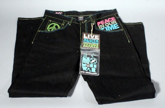 Live Mechanics "Peace In our Time" Jeans, Size 34, New, Neon Stitching