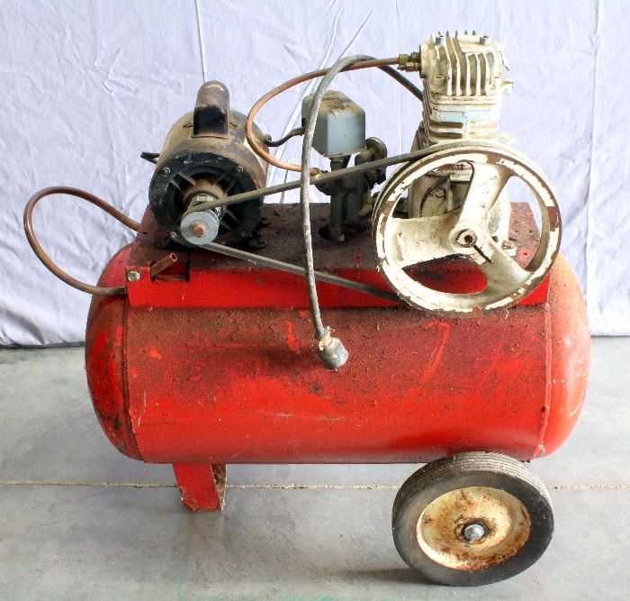Air Compressor with General Electric Lead-R-Line Air Compressor Motor, Powers Up