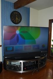 2007 Mitsubishi 72" Television (not flat screen) and Stand.  Apple TV, Electronics and Gaming System.  