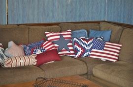 CRATE AND BARREL SECTIONAL SOFA - AMERICANA PILLOW COLLECTION