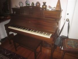 STORY & CLARK PIANO, CLOISONNE VASES & GINGER JARS,  TUDOR TILE TOP TABLE