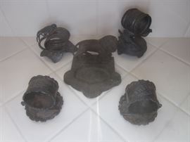 FIGURAL S/P NAPKIN RINGS.  LION ASHTRAY - SOUVENIR OF THE 1935 SAN DIEGO EXPO.