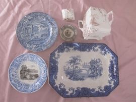 EARLY TRANSFERWARE INCLUDING SCARCE CUP PLATE