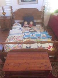 LANE CEDAR CHEST, ETHAN ALLEN DOUBLE BED & NIGHT STAND.  MATCHING DRESSER & CHEST OF DRAWERS ALSO AVAILABLE