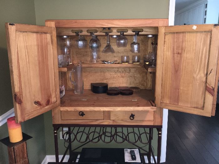 Pine bar cabinet/display.