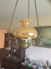 Gold iridescent hurricane lamp chandelier 
