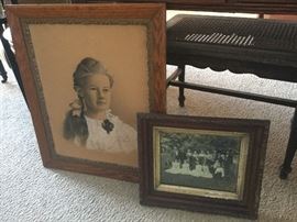 Antique portrait of young girl and 19th century photograph
