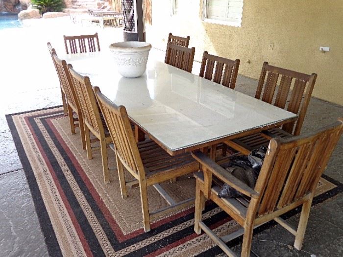 Barlow Tyrie Long table and 10 chairs-priced at a small fraction of retail!
