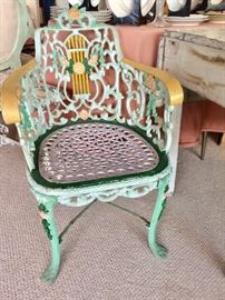 Decorative Cast Iron custom painted chair for Inside or Out