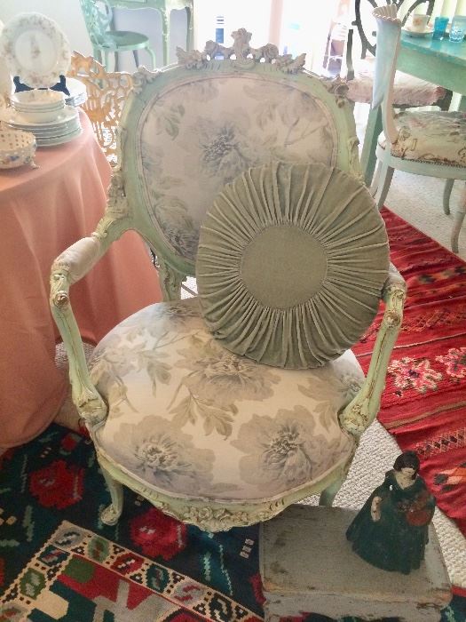 Chair & Accent pillow, Originally from "Shabby Chic by Rachel Ashwell"