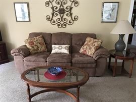 Micro Fiber Sofa, Coffee Table, End Table, Lamp