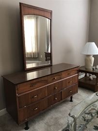Mid Century Triple Dresser with Mirror