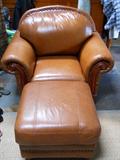 QUALITY LEATHER CHAIR AND OTTOMAN