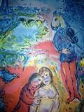 MARC CHAGALL SIGNED LITHOGRAPH,STONE SIGNED, DIMENSIONS 35 X 24. UNFRAMED PIECE.. COA