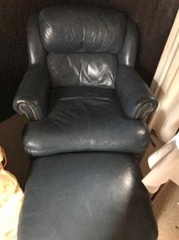 Hancock & Moore Leather Chair & Ottoman