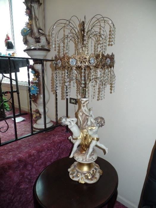 another crystal figurine lamp