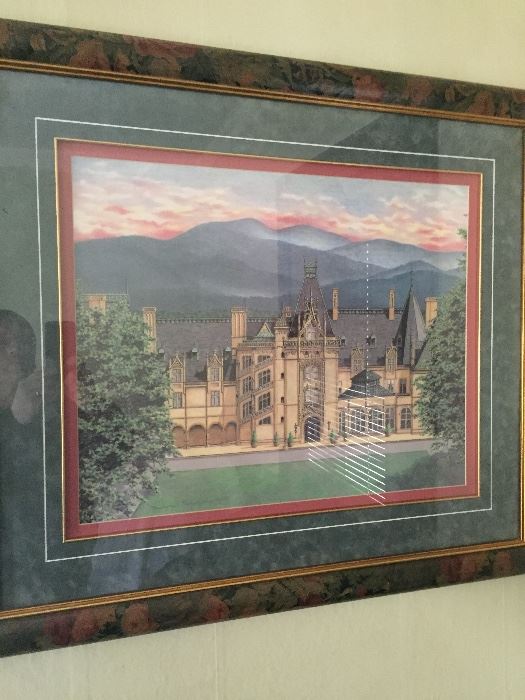 Biltmore House picture (signed and numbered)  Artist is Teresa Pennington.  Name of artword:  "Summer at Biltmore"  Nicely double matted and framed.