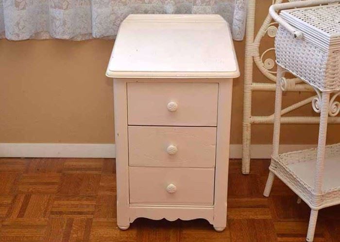 BUY IT NOW!  LOT #207, Small White Painted 3-Drawer Chest, $40