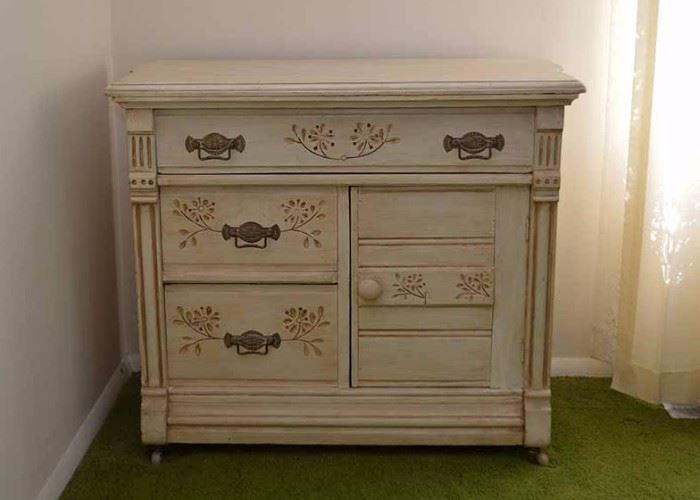 BUY IT NOW!  LOT #210, Pickled Antique Chest of Drawers / Cabinet, $120