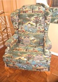 BUY IT NOW!  LOT #215, Wingback Chair (Scenic Upholstery), $100