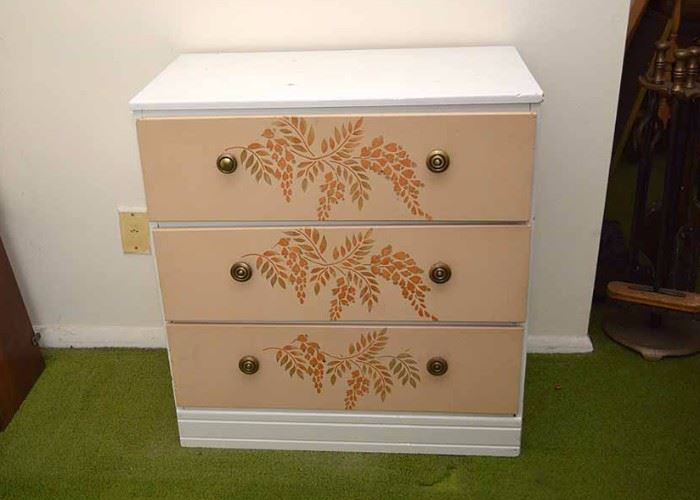 BUY IT NOW!  LOT #219, Painted /Stenciled Chest of Drawers, $50