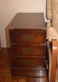 BUY IT NOW!  LOT #225, Vintage 3-Drawer Chest with Brass Accents, $75