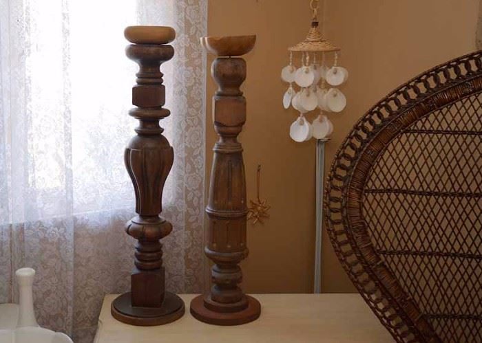 Tall Repurposed Turned Wood Candle Holders