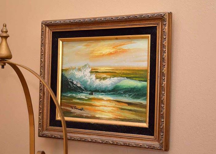 Framed Ocean-Scene Oil Painting 
