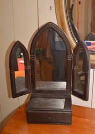 SOLD--LOT #235, Vintage Tri-fold Mirror Jewelry Box, $45