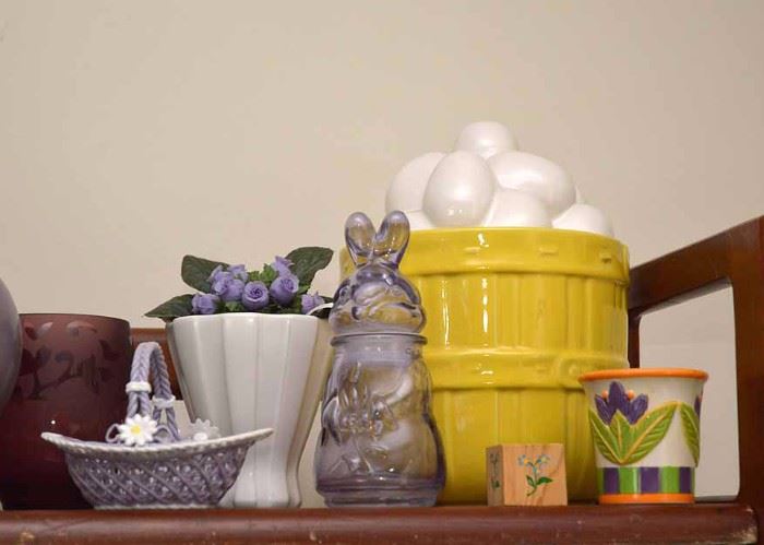 Figurines, Porcelain, Pottery, Easter Bunny Candy Holder, & MORE!