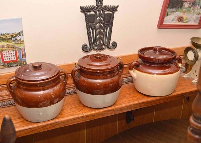 Vintage Stoneware Bean Pots