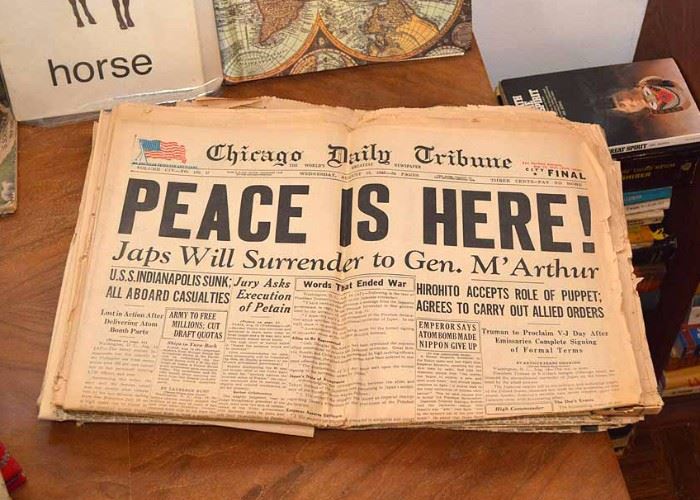 World War II Newspaper (Chicago Daily Tribune) & Other Vintage Newspapers