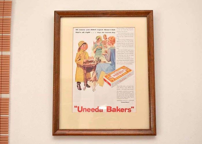 Framed Vintage Uneeda Bakers Ad 
