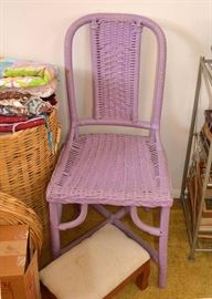 Purple Painted Wicker Chair