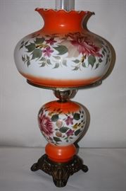 Gorgeous Orange Floral Gone with the Wind Lamp. GWTW