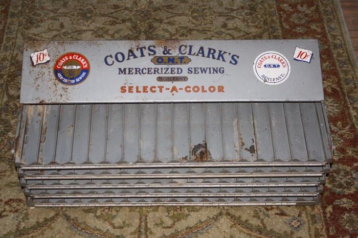 Vintage Coats & Clark's Expanding Thread Counter Top Display. Great Graphics, Sewing