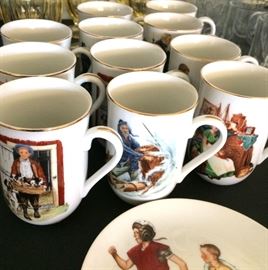 Norman Rockwell porcelain cups and plates.
