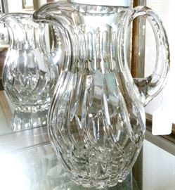 Heavy lead crystal serving pitcher.