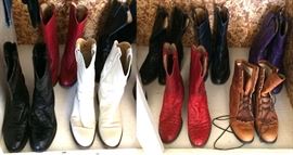 Boots for women by Justin and Nocona in leather and ostrich accented styles.