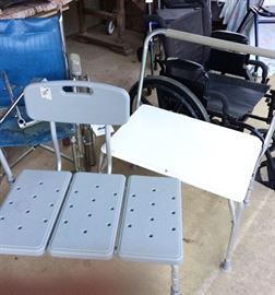 Helpful medical chairs for showering and bathing. Wheelchairs