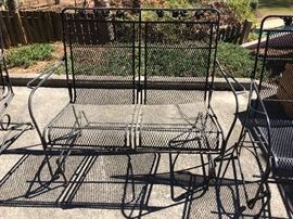 Woodard Briarwood Wrought Iron High Back Gliding Loveseat