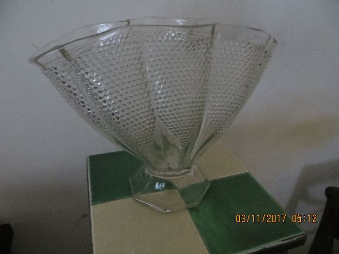 Vintage Pressed glass sectional vase