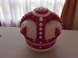 Vintage Red and White "Crown" gas pump topper