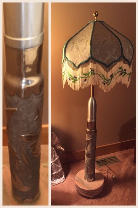 Trench artillery lamp and silk shade from WWI!