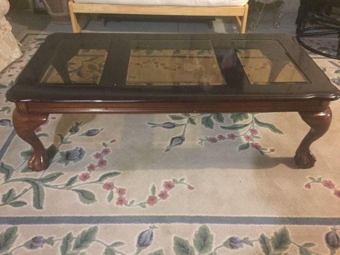 Cherry wood coffee table glass inserts $100 buy it now PAYPAL