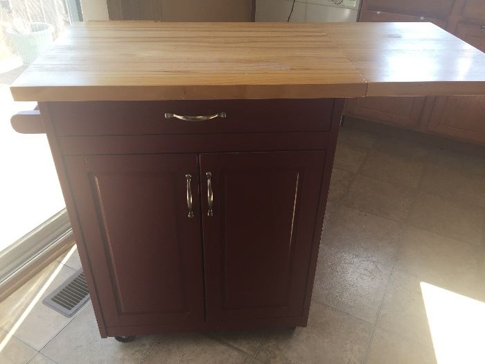Kitchen island cart red in color maple top $75 buy it now PAYPAL