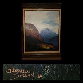 Original Painting by J.T. Braun, signed with COA titled "Western Landscape" from Merrill Chase Galleries. 