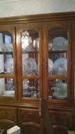 Pretty china cabinet with matching table and chairs.  Great Scale!