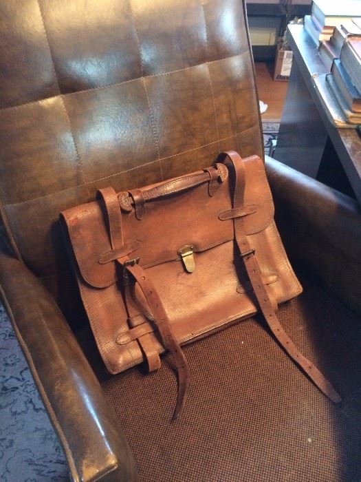 Antique leather briefcase / satchel