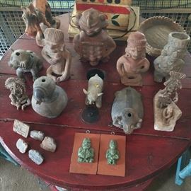 Vintage repro Pre-Columbian figures ca. 1970s and other souvenirs picked up when traveling